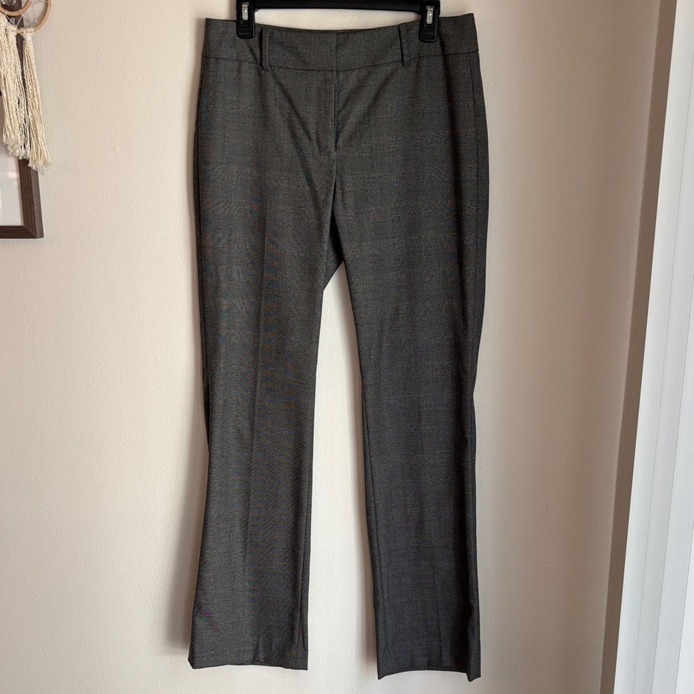 Ann Taylor Signature gray herringbone tailored straight Dress Pants women 6 NWT
